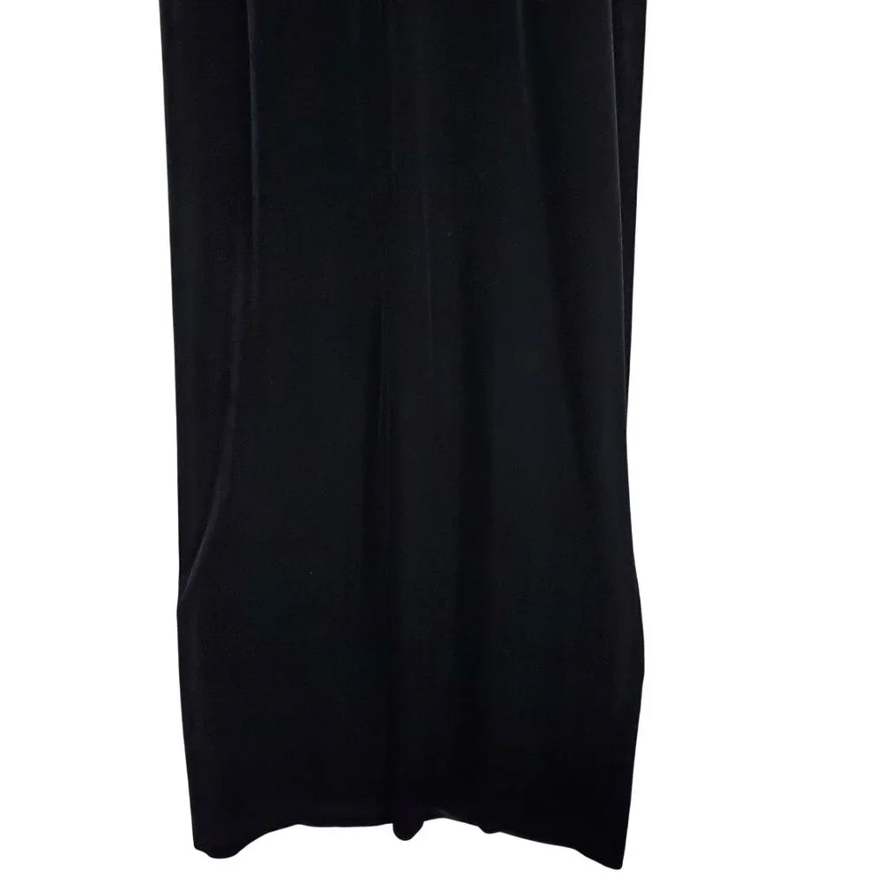 Alex Evenings Size 12 Dress Slip Gown Velvet Spaghetti Strap Evening Back Slit - Picture 9 of 15